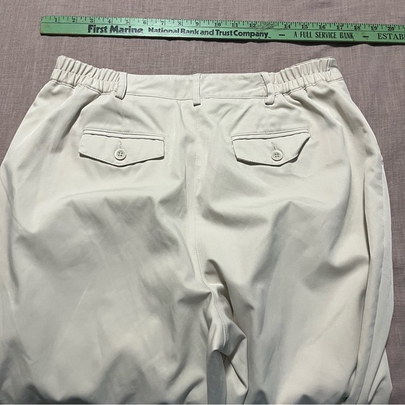 Talbots Women's Cream White Wide-Leg Trousers Size 14 Elastic Waist Business - Picture 6 of 6